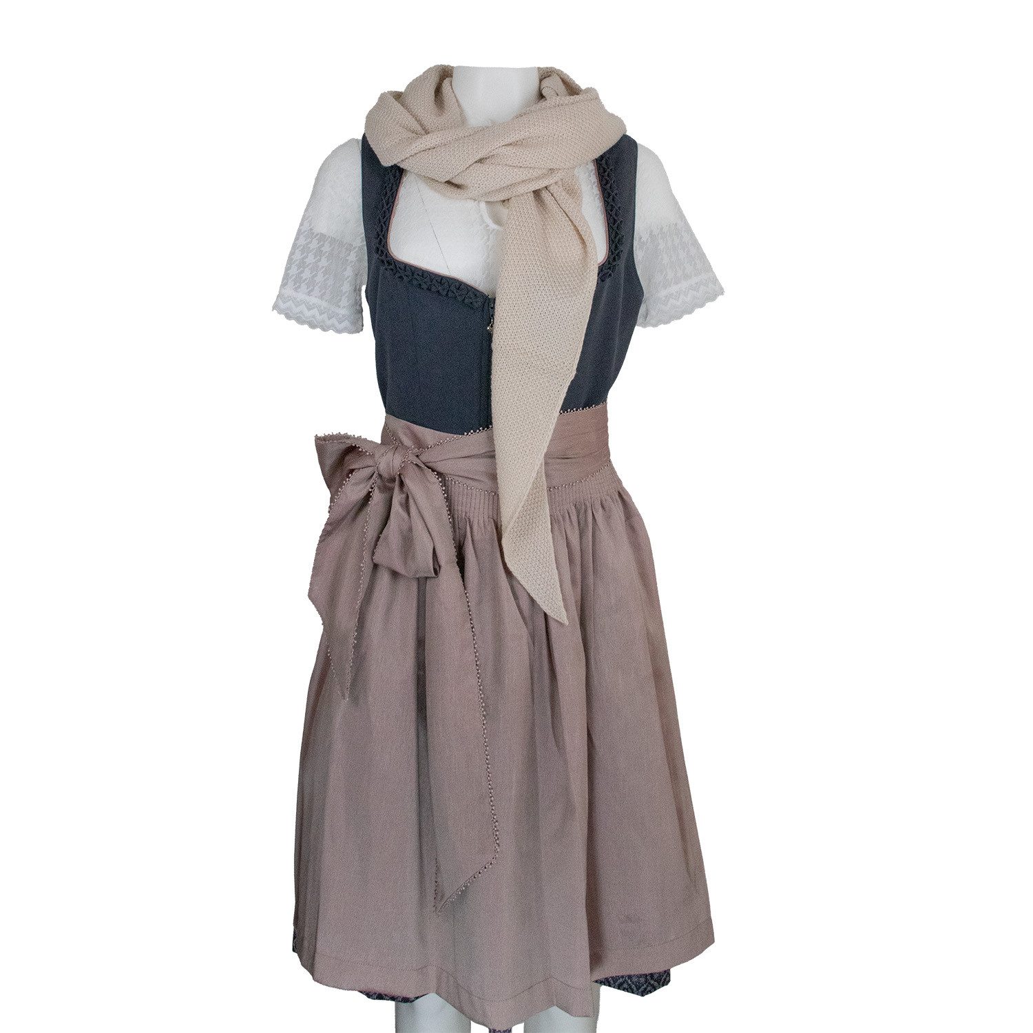 Trachtenland Dreieckstuch XL Strick Halstuch - Dirndltuch Schal mit Reismuster, Dreieckstuch