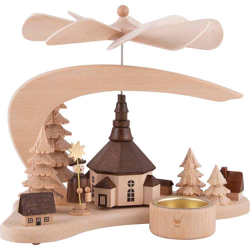 RATAGS Kunsthandwerk Weihnachtspyramide 1-stöckige Pyramide Massivholz Dorf Seiffen (17cm) von RATAGS Holzdesi