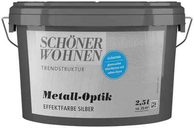 SCHÖNER WOHNEN-Kollektion Wandfarbe »Metall-Optik Effektfarbe«, 2,5 Liter, silber, glänzende Effektfarbe für metallischen Look