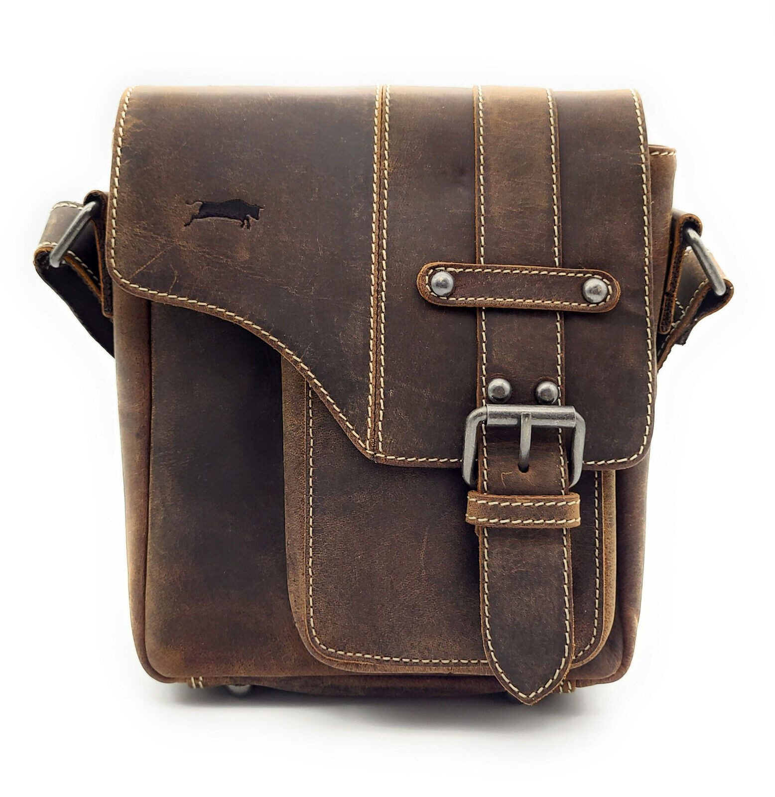 Ven Tomy Messenger Bag kompakte echt Leder Schultertasche aus Büffelleder, Umhängetasche