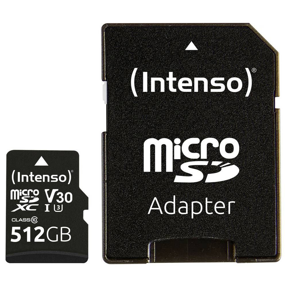 Intenso Professional miniSDXC-Karte Retail 512 GB Class 10, UHS-I U3, v30 Speicherkarte (Wasserfest, Temperaturbeständig)