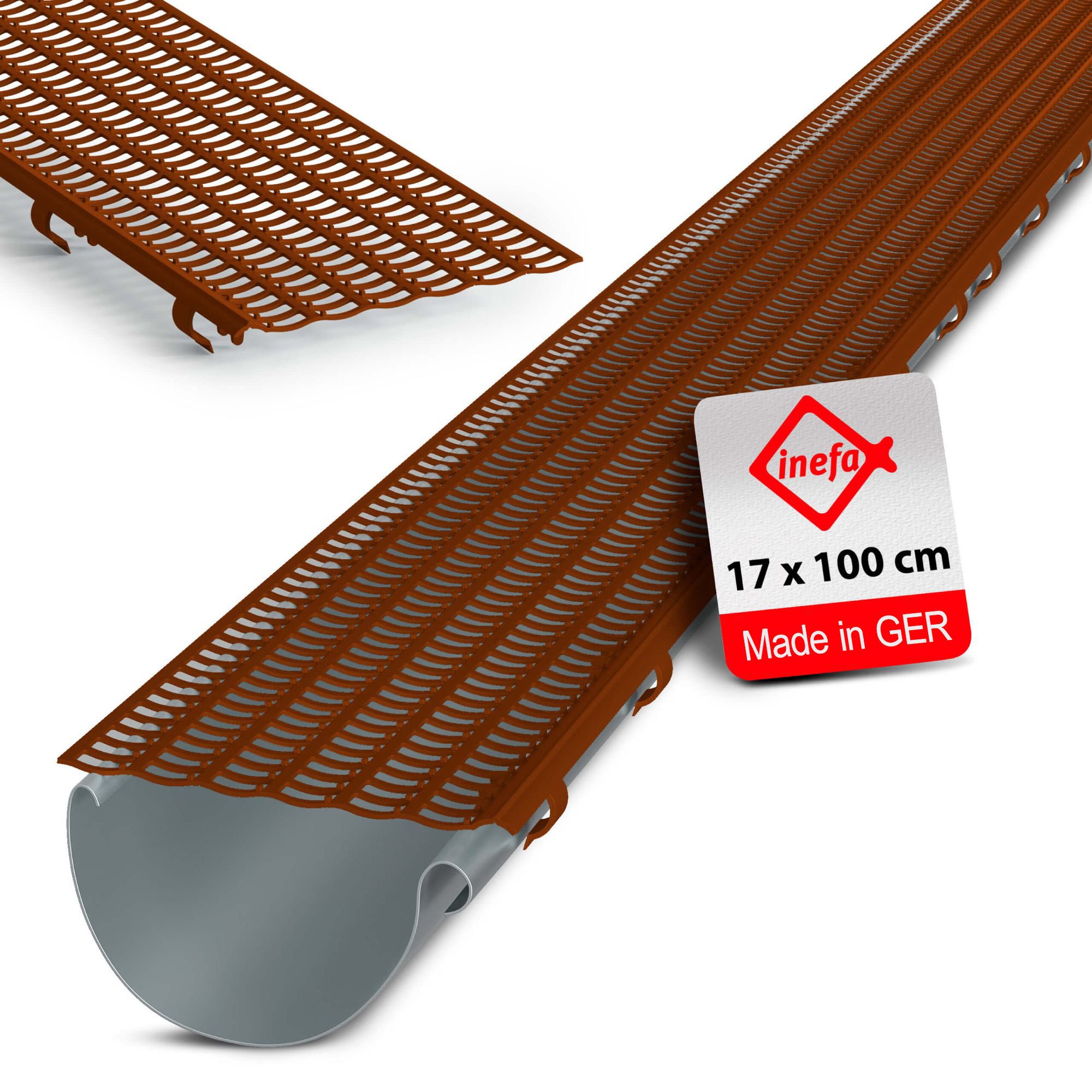 INEFA Dachrinne Laubfangstreifen Dachrinnen Laubschutz NW 100-150 (100-160mm), 100cm. 1 Stk., Dachrinnenschutz, Dachrinnenabdeckung Made in Germany