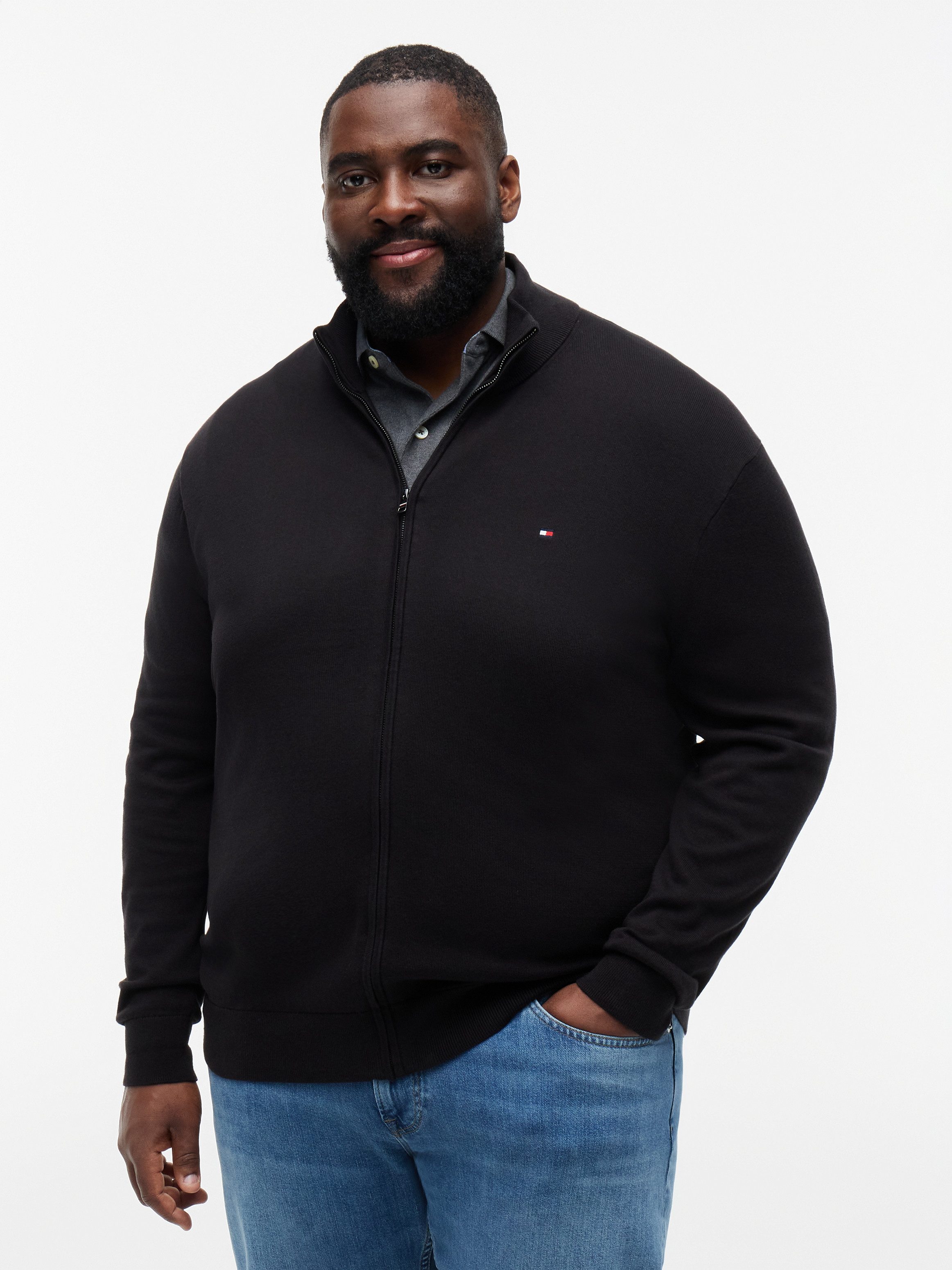 Tommy Hilfiger Big & Tall Strickjacke BT-ESSENTIAL COTTON ZIP THRU-B Großen Größen
