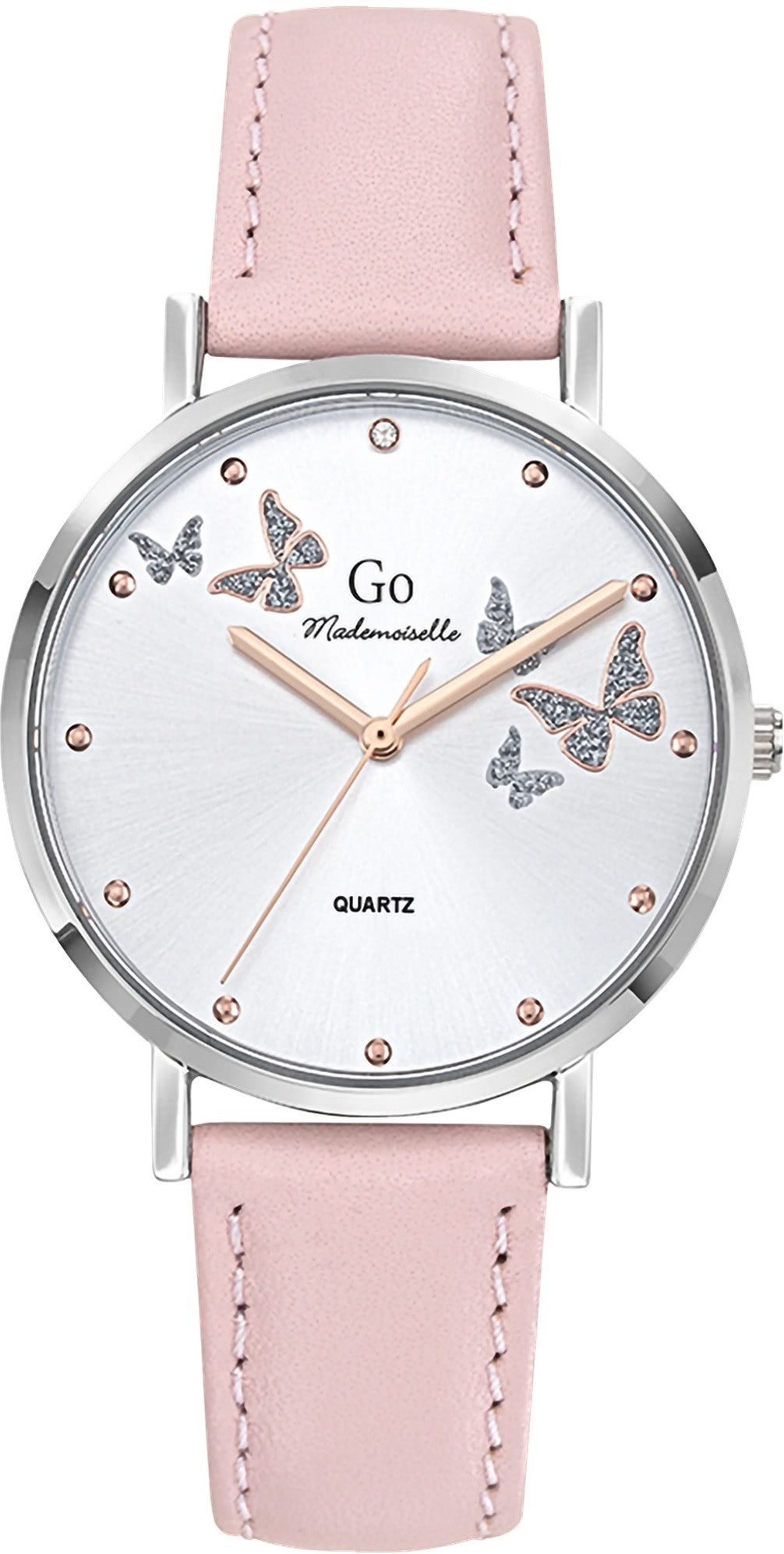 Girl Only Quarzuhr Girl Only Damenuhr Leder rosa, (Analoguhr), Damenuhr GO rosa, mittel (ca. 34mm) Lederarmband, Elegant-Style