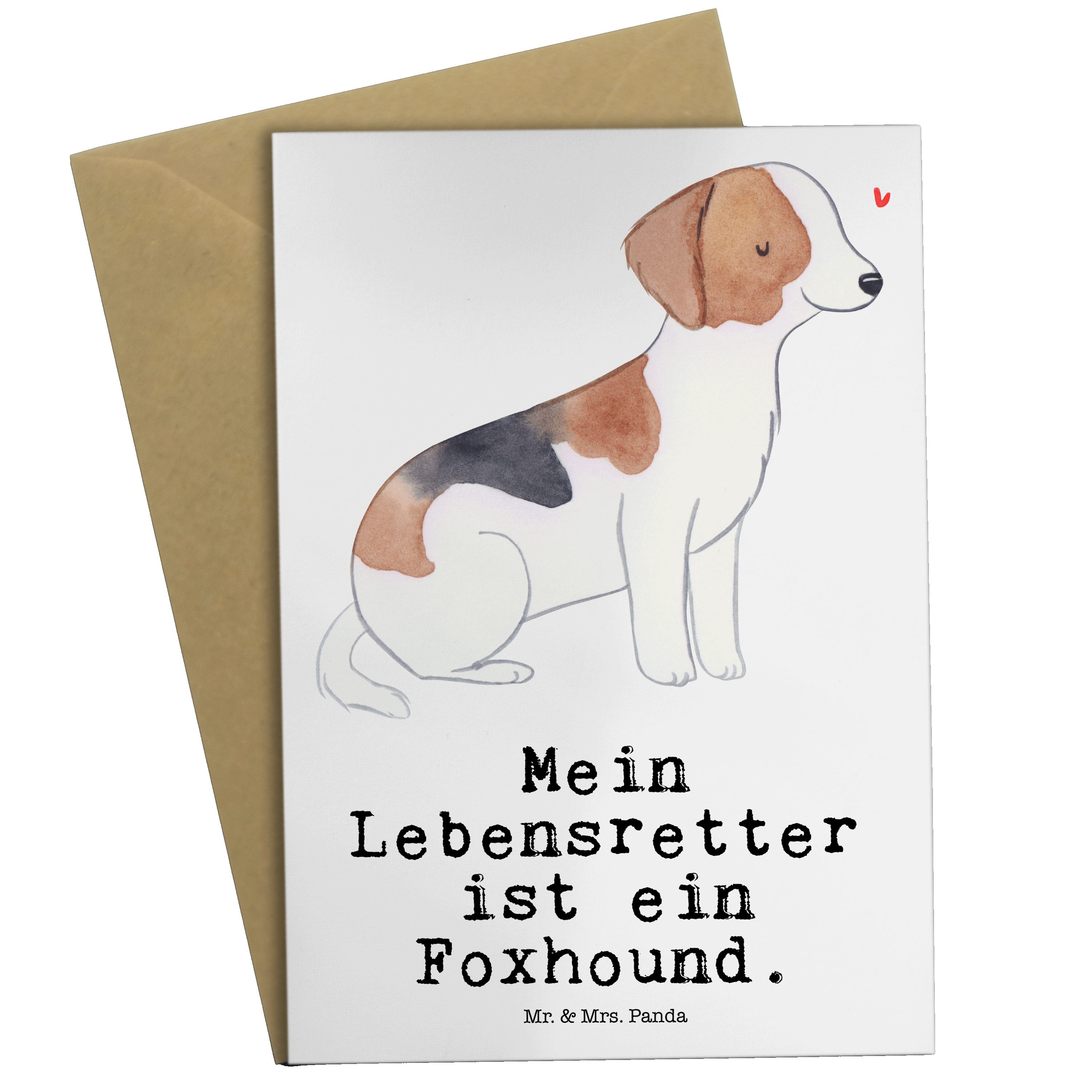 Mr. & Mrs. Panda Grußkarte Foxhound Lebensretter - Weiß - Geschenk, Hochzeitskarte, Jagdhund, Ei