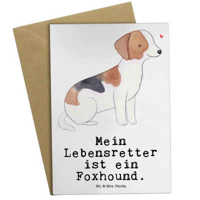 Mr. & Mrs. Panda Grußkarte Foxhound Lebensretter - Weiß - Geschenk, Karte, Jagdhund, Glückwunsch, Matte Innenseite