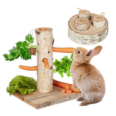 relaxdays Tier-Intelligenzspielzeug 2 tlg. Kaninchen Spielzeug Set, Holz