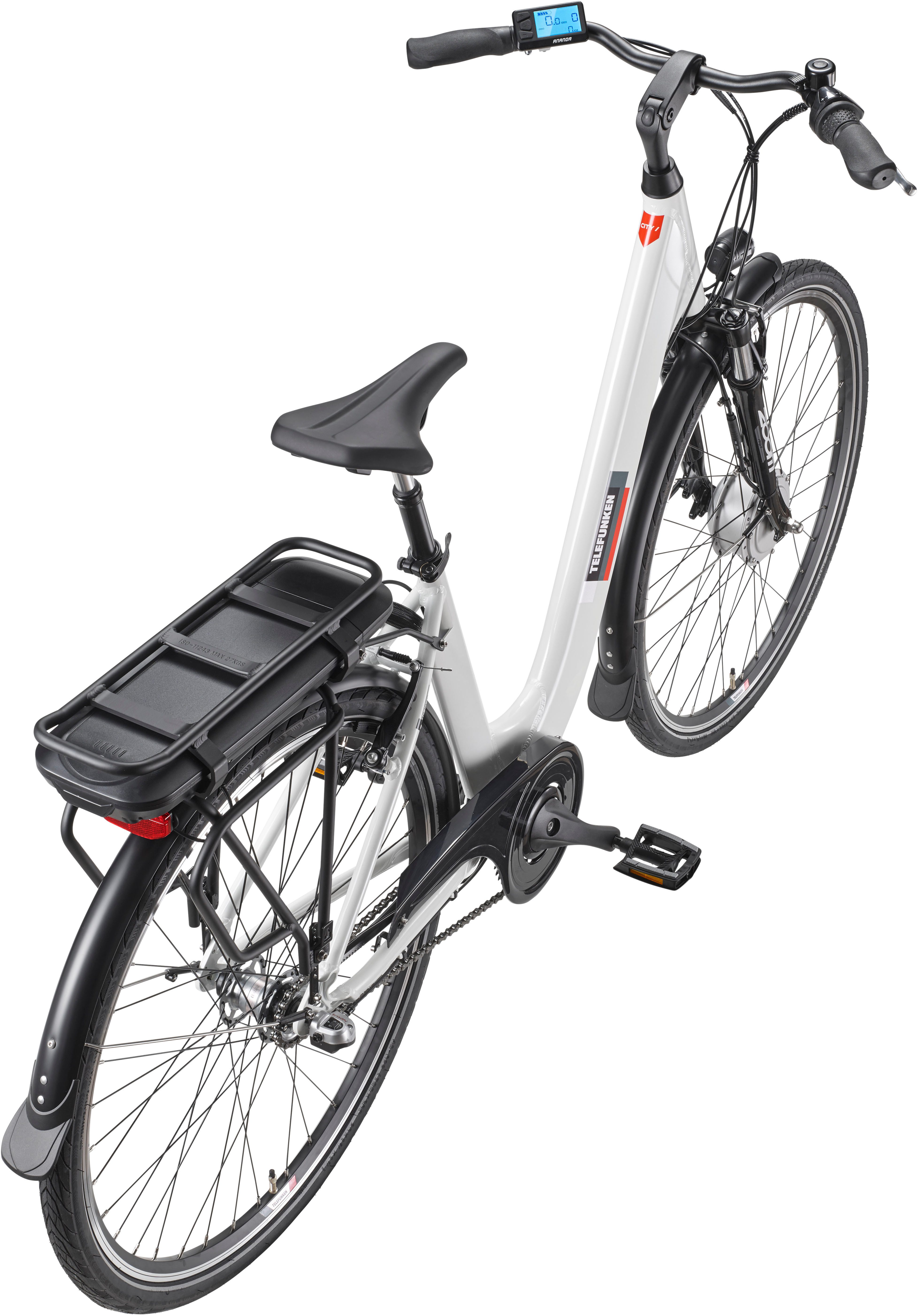 Telefunken E-Bike Cityrad Multitalent RC835, 3 Gang Shimano, Nabenschaltung, Frontmotor, 468 Wh, (28 Zoll, Straßenzulassung, ca. 100 km Reichweite), Pedelec, Elektrofahrrad für Herren u. Damen, tiefer Einstieg