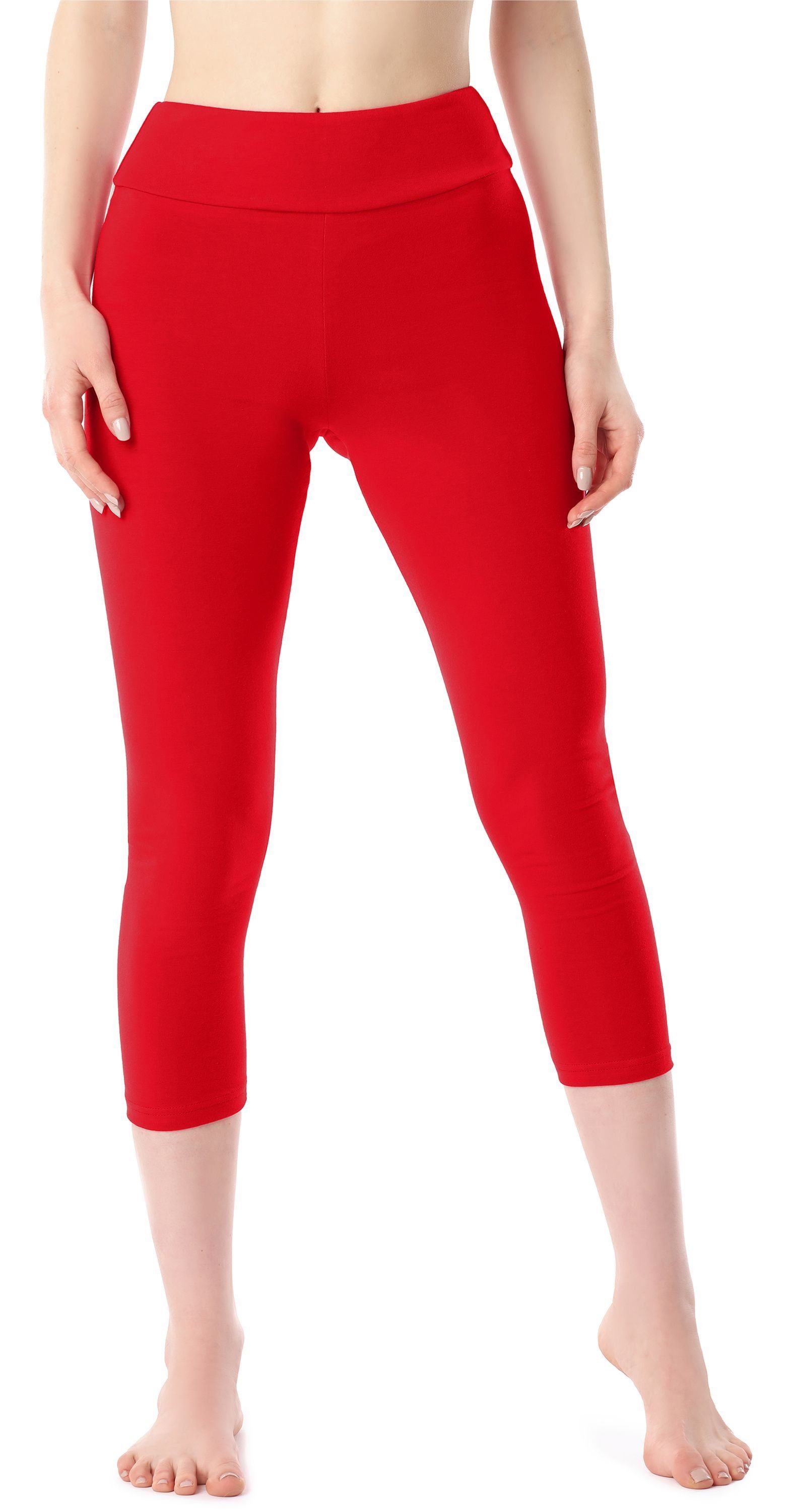 Merry Style Leggings Damen 3/4 Capri Leggings aus Baumwolle MS10-430 (1-tlg) elastischer Bund Rot
