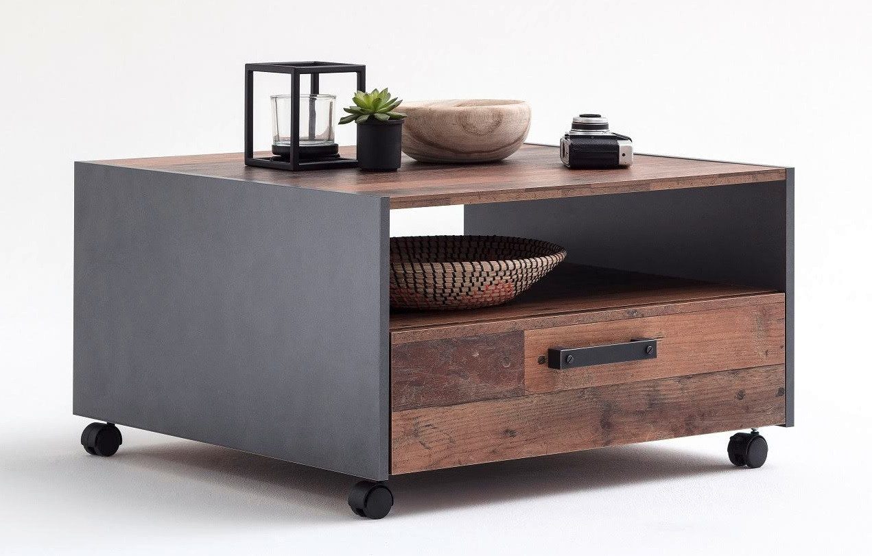 trendteam Couchtisch Couchtisch, Old Used Wood / Matera grau, Beistelltisch, Indy (no-Set), Breite 70 cm,Tischplatte aus Holzwerkstoff
