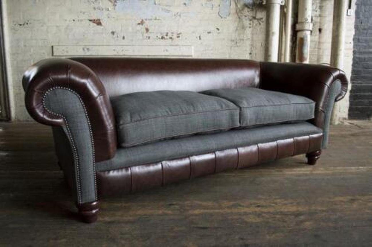 Designer 3 Textil Couch Couchen Lederbezug, JVmoebel Samt Cheserfield Sitzer Mit Nieten 3-Sitzer Sofa Stoff,