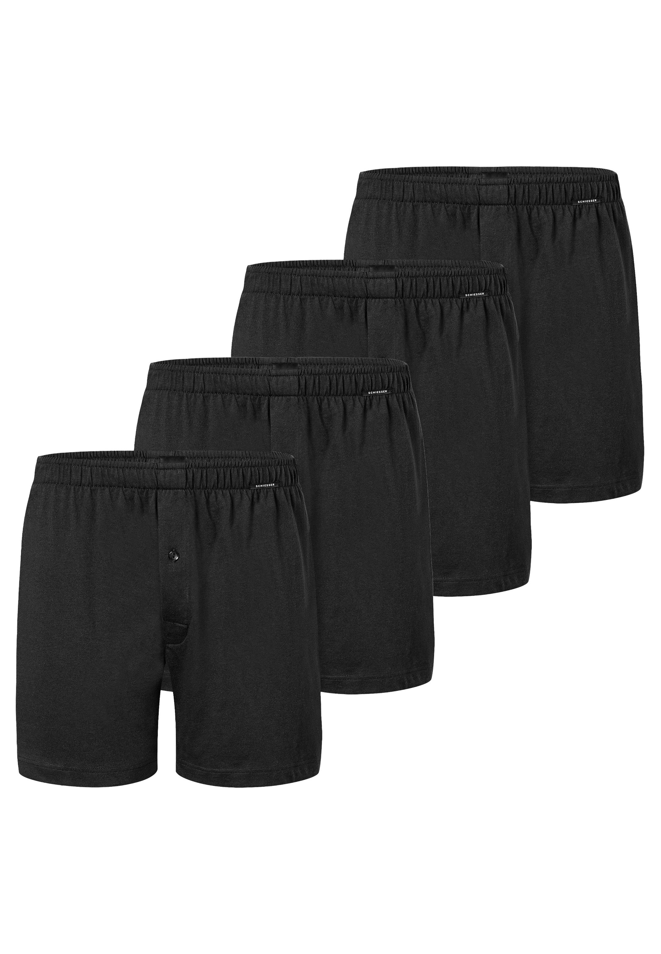 Schiesser Boxershorts 4er Pack Singel-Jersey (Spar-Set, 4-St) Boxershorts - Baumwolle - mit Eingriff - Atmungsaktiv