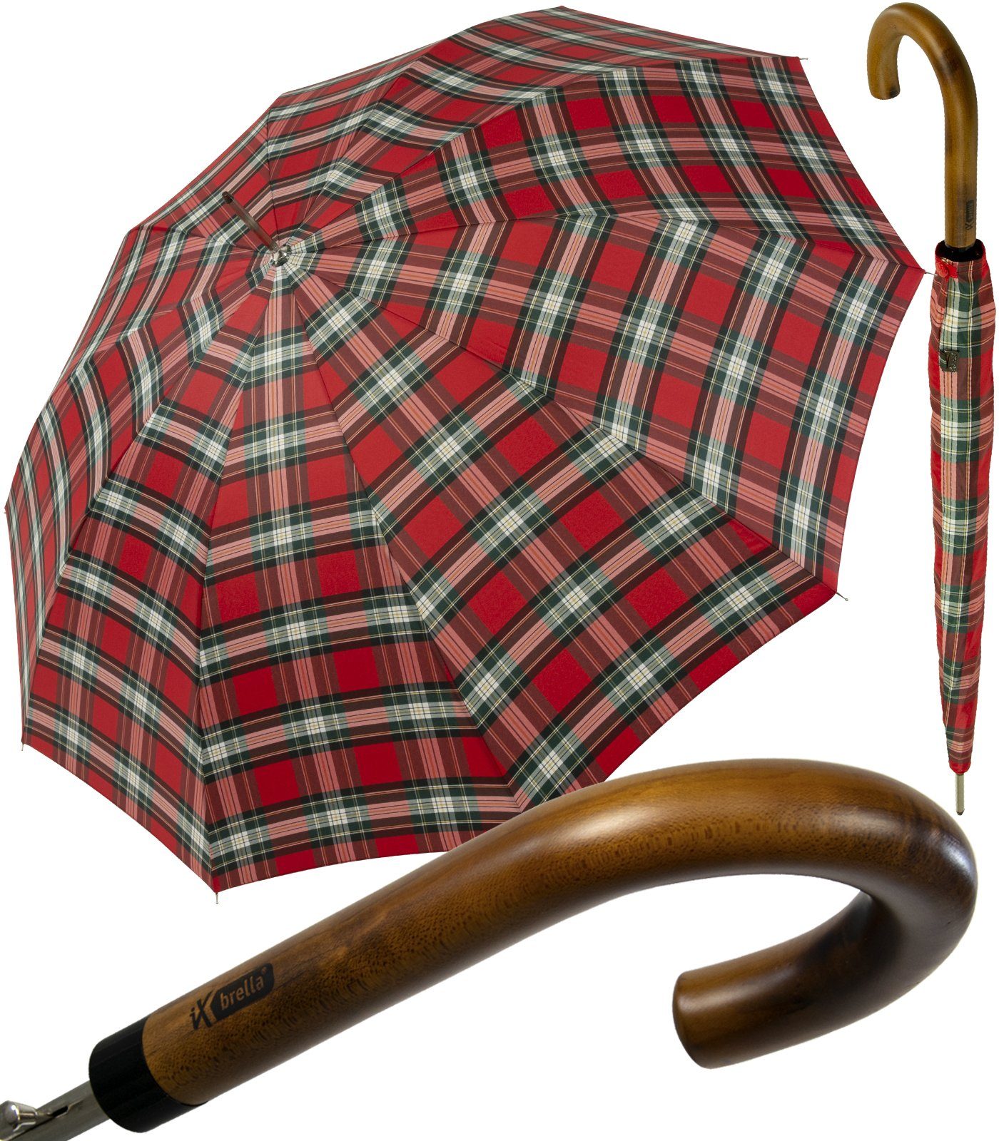 iX-brella Stockregenschirm High Quality mit Auf-Automatik und Stahlgestell, mit Echtholz-Rundhakengriff
