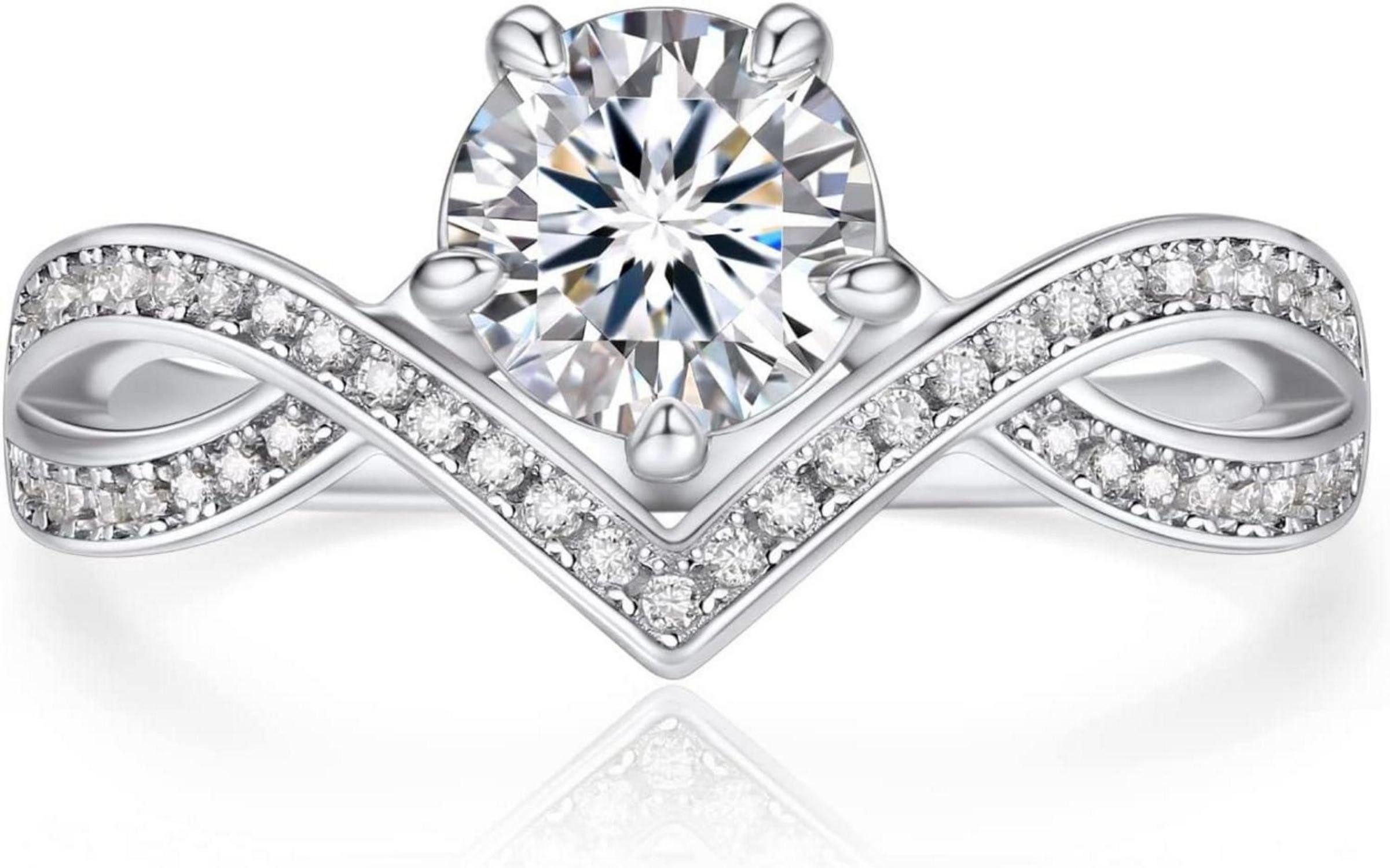 LuxusKollektion Verlobungsring Verlobungsring Damen 1 Karat Moissainte Silber 925 Hochzeitsgeschenk