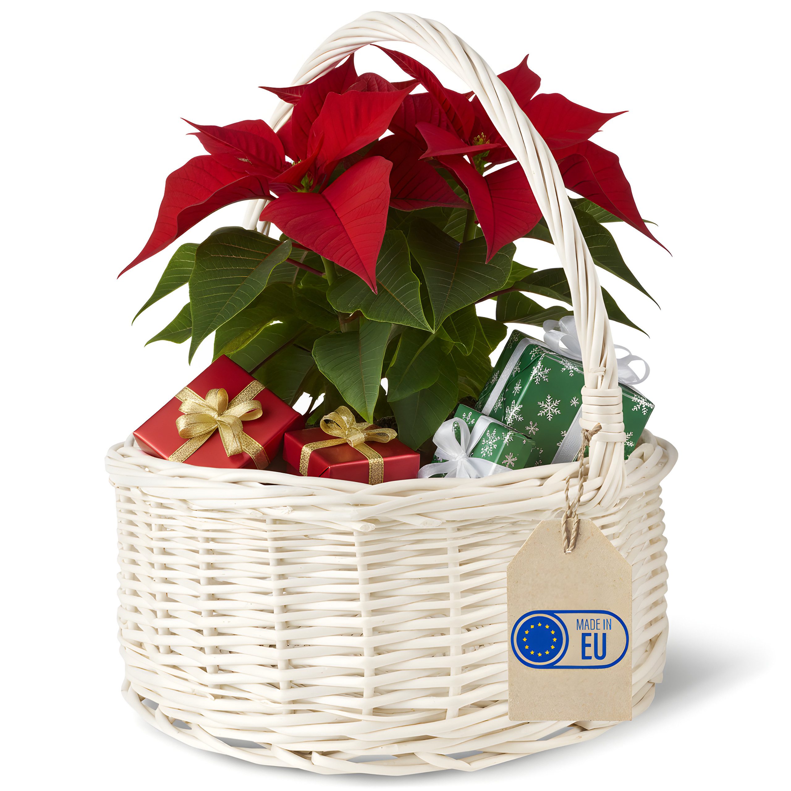 Creative Deco Dekokorb Osterkorb Oval Weidenkorb mit Henkel Garten, 30x30x32 cm (2 cm)