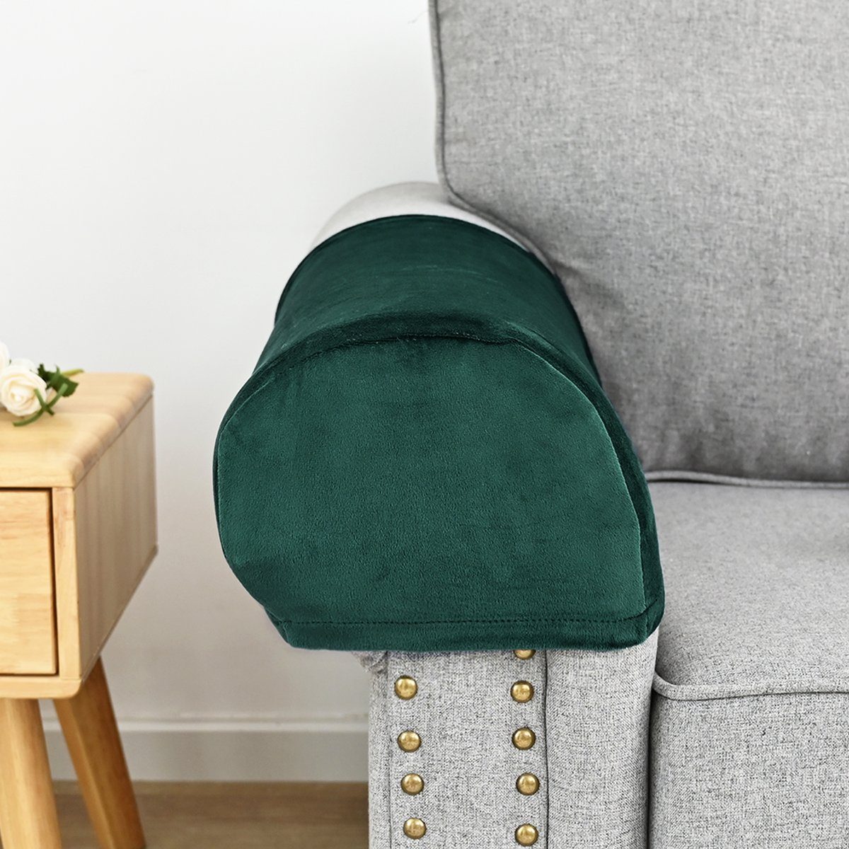 Grün Decor, Samt, Stretch, Sofahusse Abdeckung, Sofa Armlehne Home Sunicol für Spandex