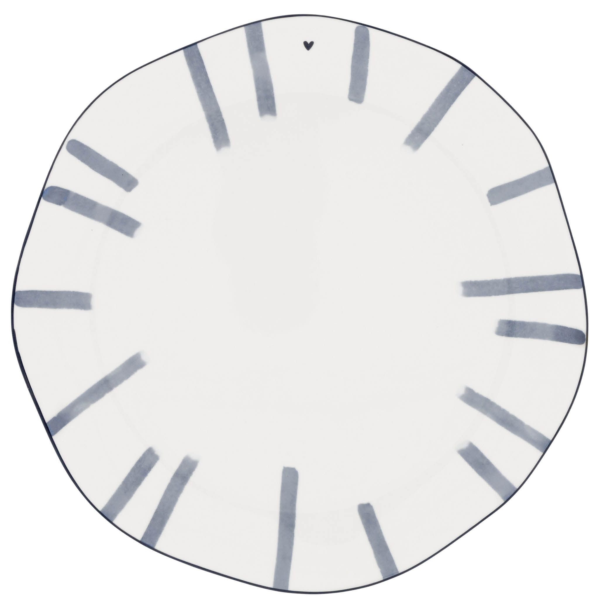 Bastion Collections Speiseteller breite Streifen Blau, Keramik Ø 27 cm, Herz-Logo Essteller