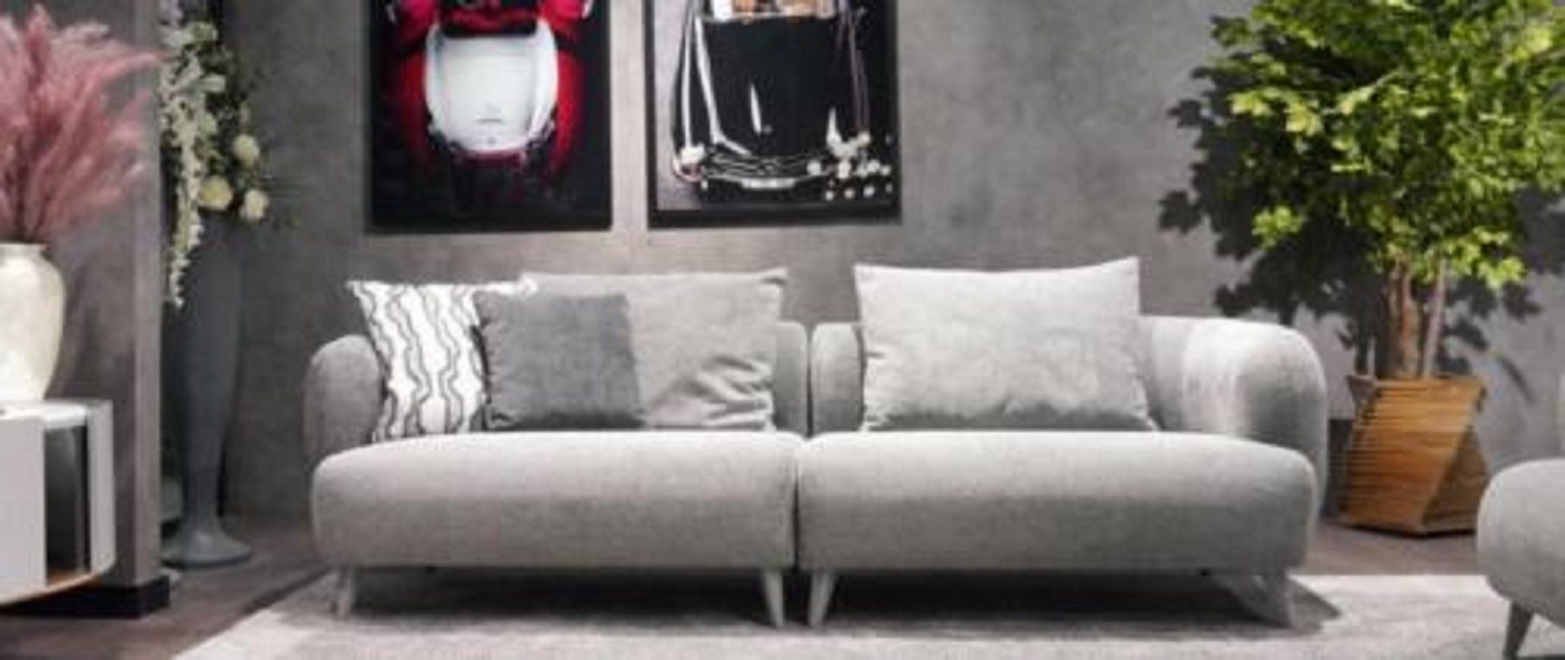 JVmoebel 3-Sitzer Luxus Sofa 3 Sitzer Design Grau Sofa Polster Textil Big xxl, 1 Teile, Made in Europe