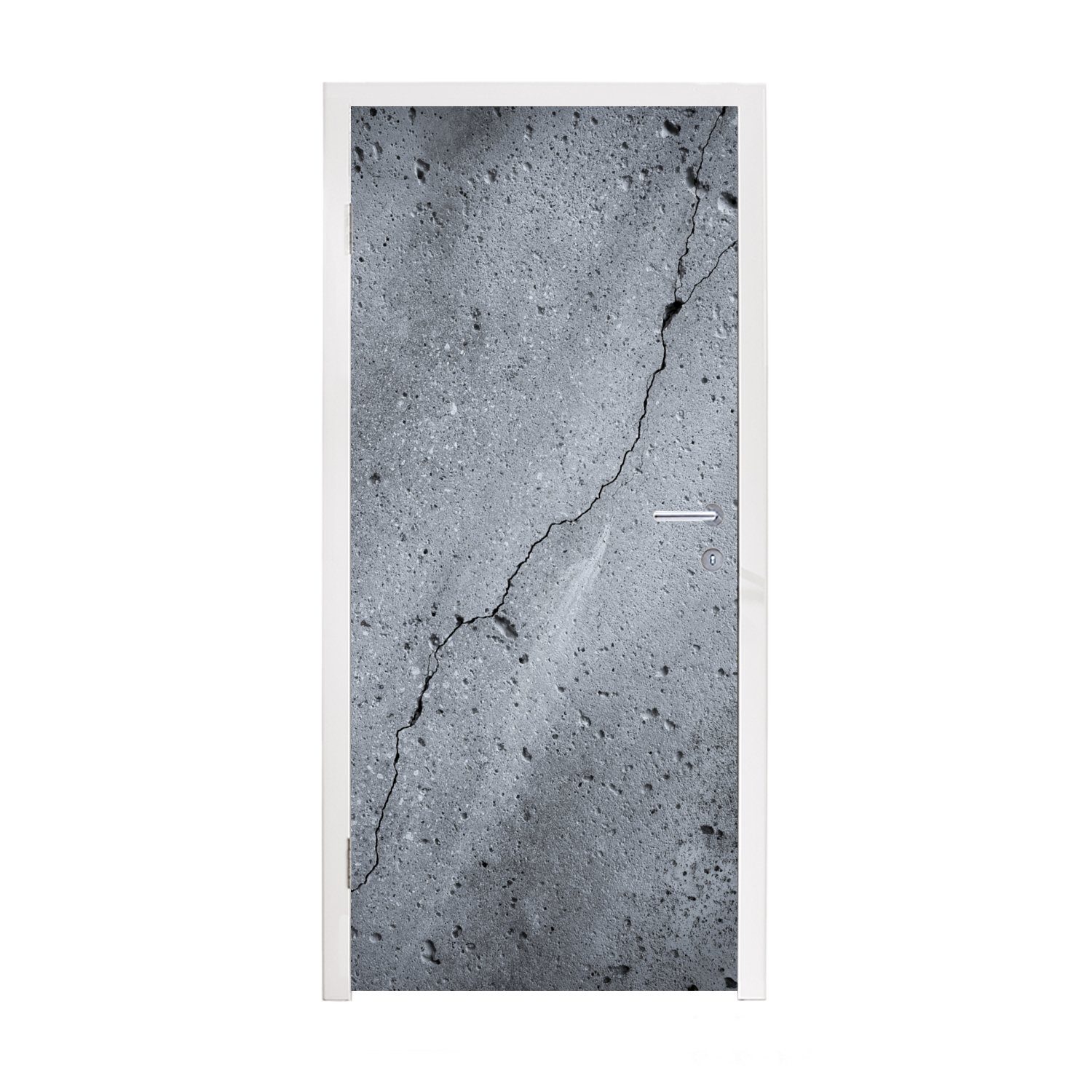 MuchoWow Türtapete Beton - Grau - Riss, Matt, bedruckt, (1 St), Fototapete für Tür, Türaufkleber, 75x205 cm