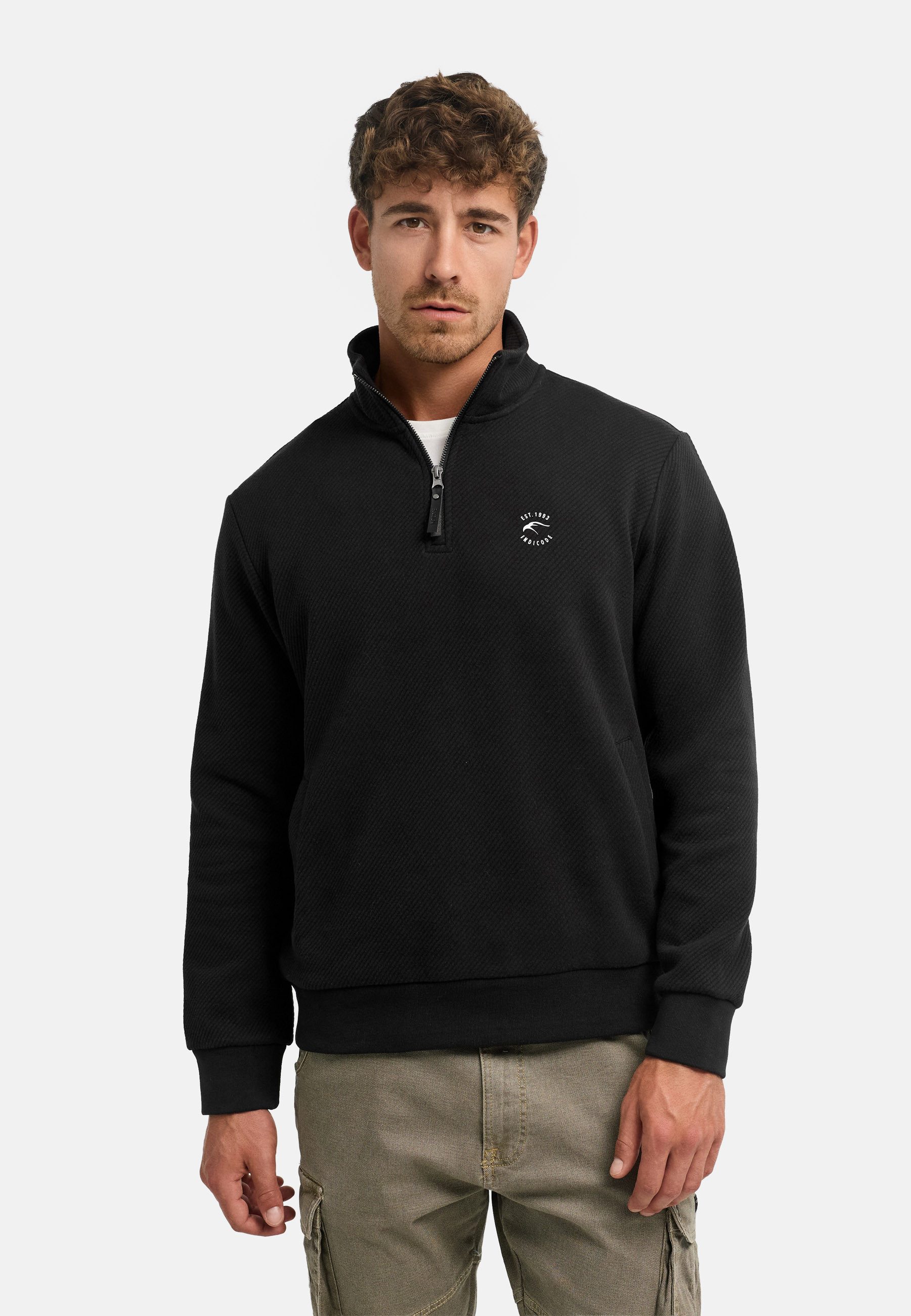 INDICODE Sweater INTonnic Half Zip (Sweatshirt) mit halbem Reißverschluss und gerippten Bündchen