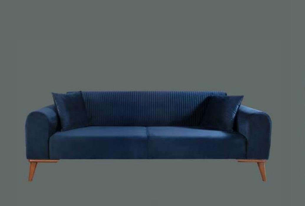 Europe Sofa, Couch Dreisitzer Couchen JVmoebel Sofa Blaue Made Samt in Wohnzimmer