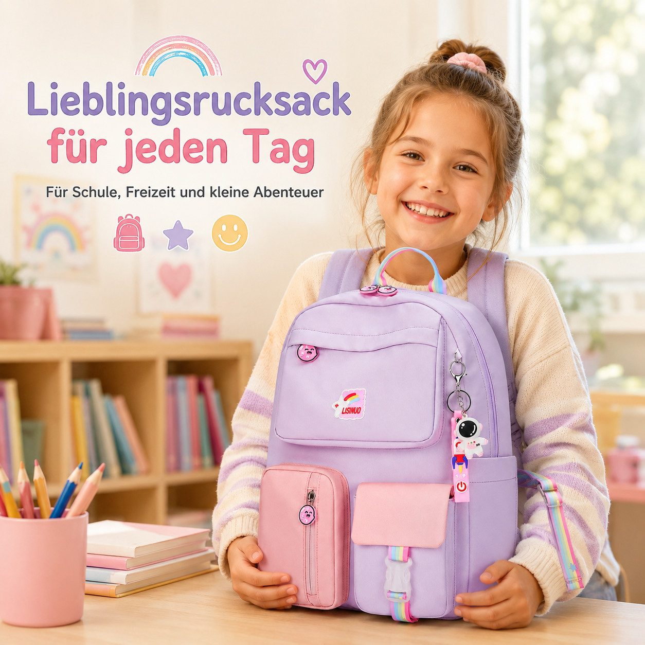 Diyarts Kinderrucksack, Trendiger Mädchenrucksack: Geräumig, Leicht und Robust