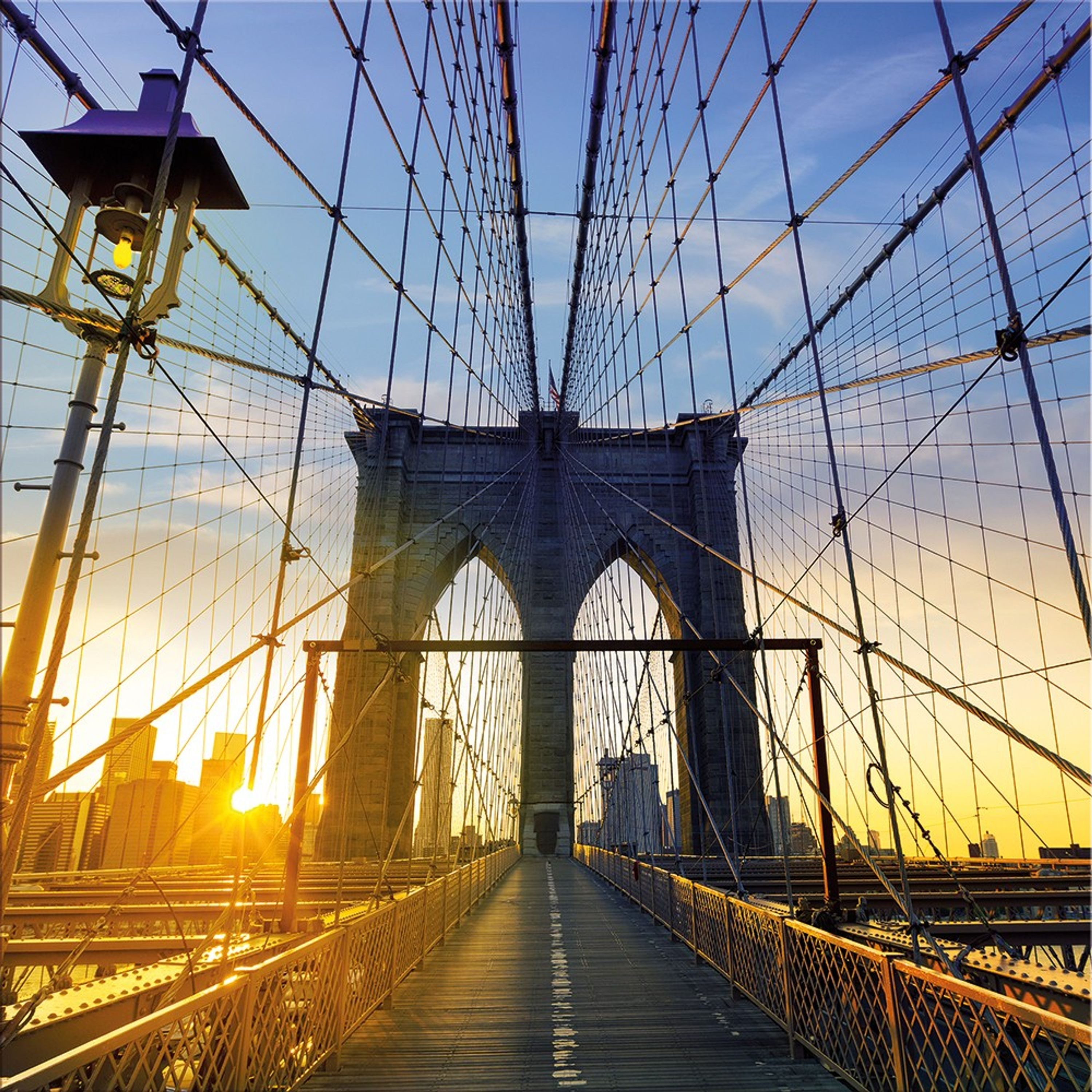 artissimo Deco-Panel Bild 30x30 cm Jugendzimmer / Wandbild klein leicht / modern urban, Städte: New York Brooklyn Bridge