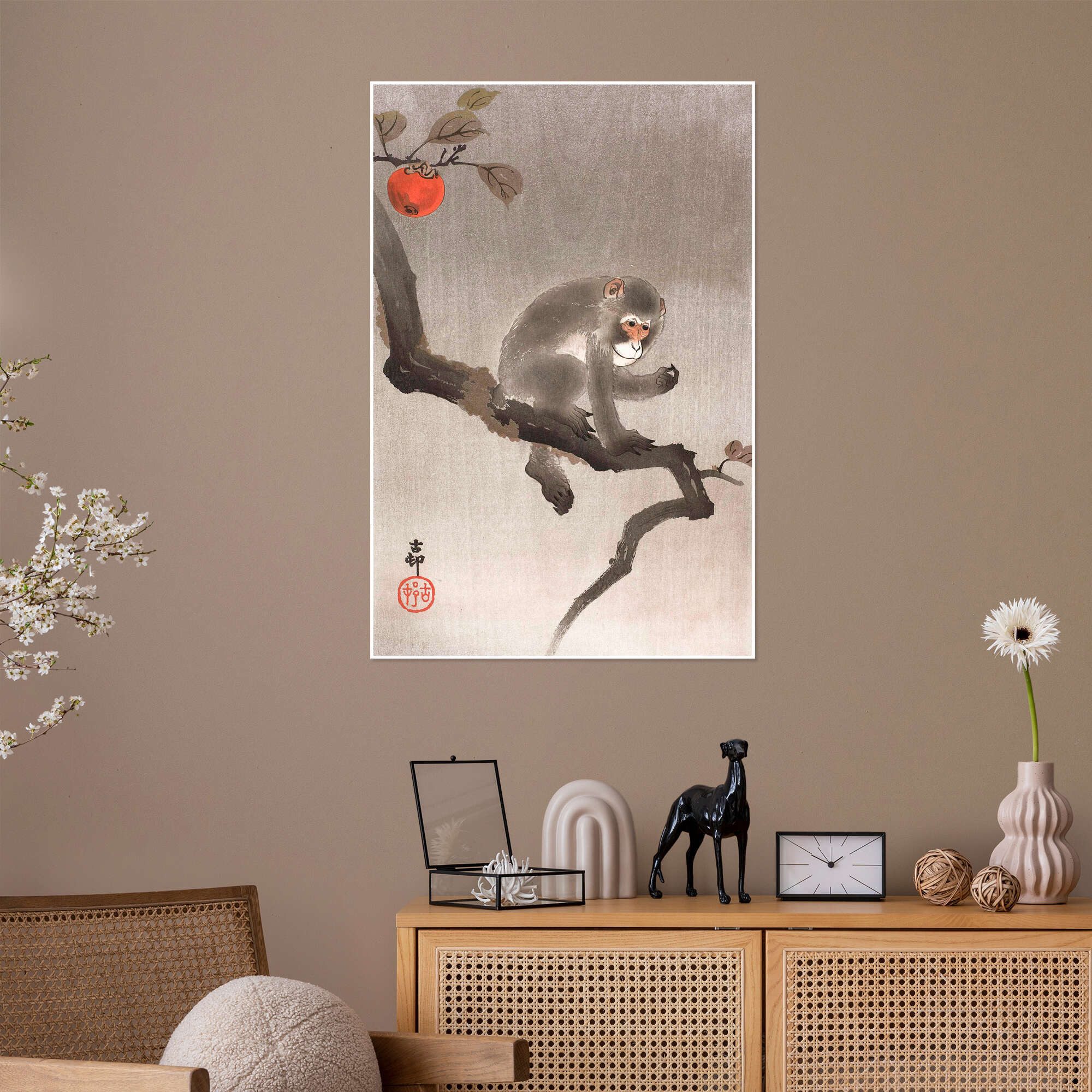 Posterlounge Wandbild Affe in einem Baum, Ohara Koson, erhältlich als Poster, Leinwandbild, Wandsticker oder Acrylglasbild