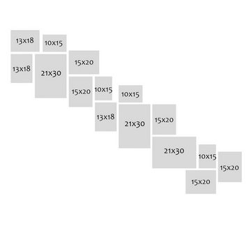 PHOTOLINI Bilderrahmen 15er Set Modern Schmal 10x15 bis 21x30 cm