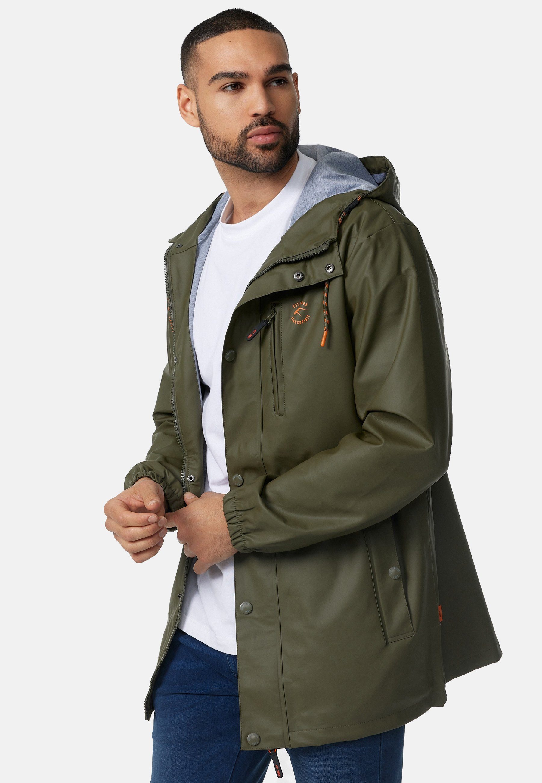 Indicode Regenjacke Herren Malmoe Nässeschutz Herrenjacke halblange, mit Kapuze