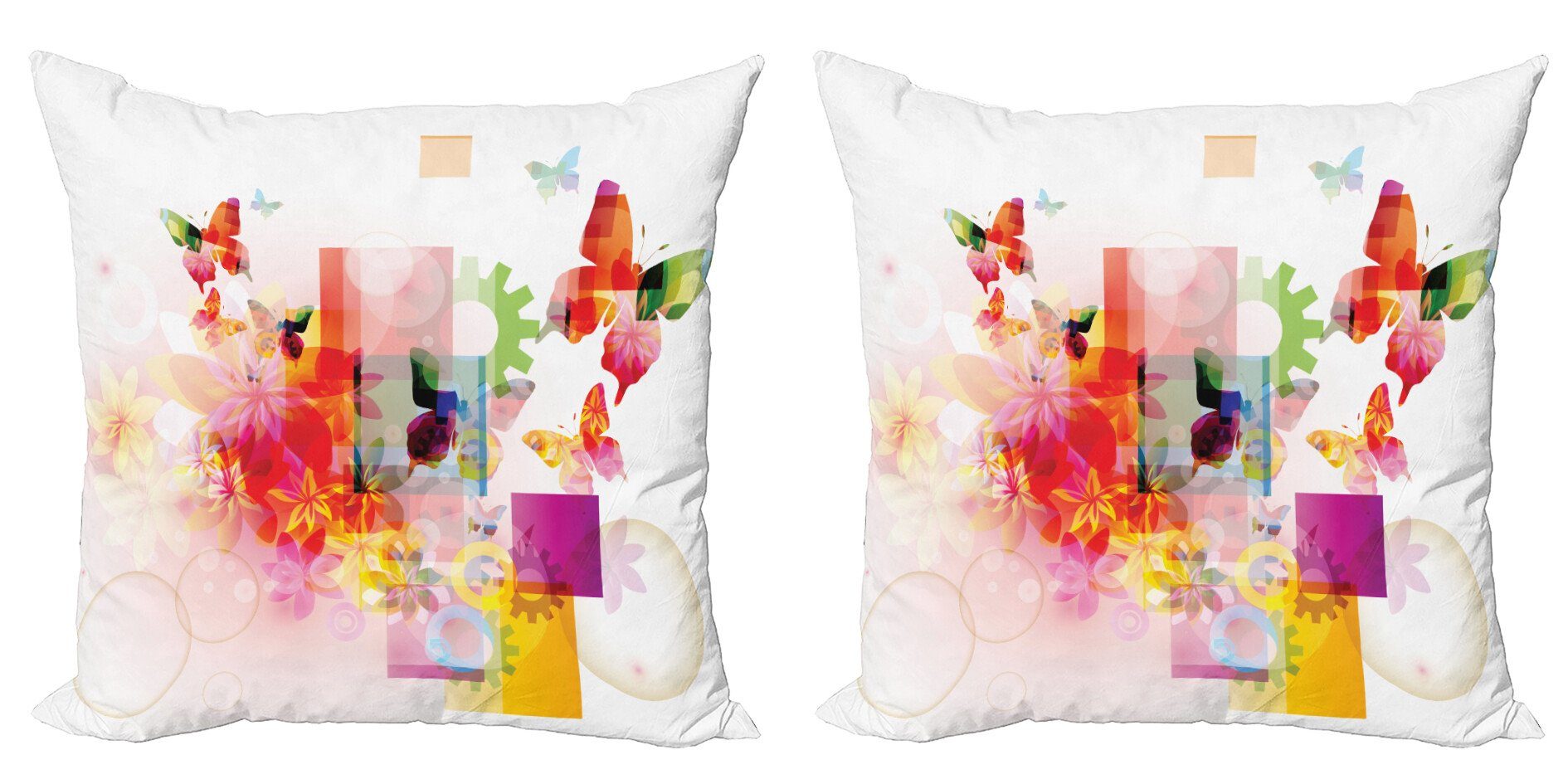Kissenbezüge Modern Accent Doppelseitiger Digitaldruck, Abakuhaus (2 Stück), Abstrakt natürliche Blumen