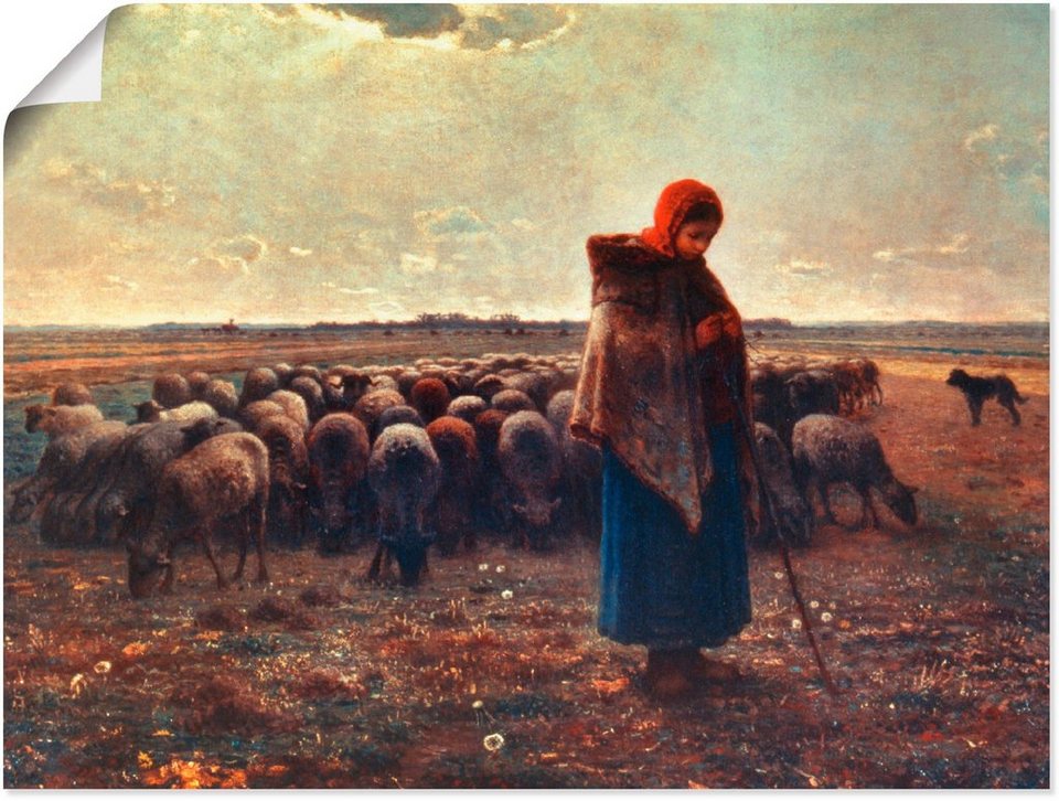 Artland Wandbild Schäferin mit ihrer Herde, 1863, Berufe (1 St), als Alubild,  Leinwandbild, Wandaufkleber oder Poster in versch. Größen