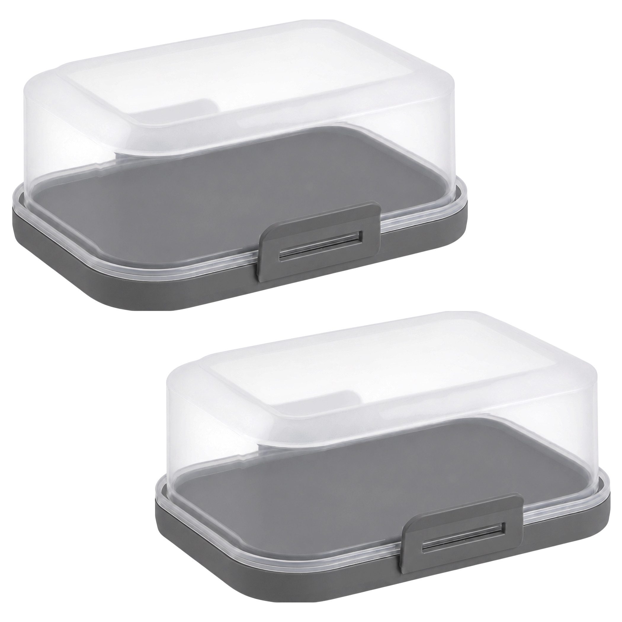 Engelland Butterdose Stapelbare Butter-/Käsedose, Kunststoff, (Vorteils-Set, 2-tlg., mit sicherem Klickverschluss), stapelbar, platzsparend, Ordnung im Kühlschrank, BPA-Frei, Mehrzweck