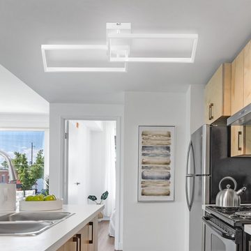 Nettlife LED Deckenleuchte Wohnzimmer Weiß Dimmbar mit Fernbedienung Deckenlampe 80CM Metall, LED fest integriert, Schlafzimmer Kinderzimmer Küche
