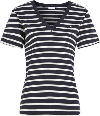 Tommy Hilfiger Curve V-Shirt CRV NEW SLIM CODY V-NECK SS mit Logostickerei