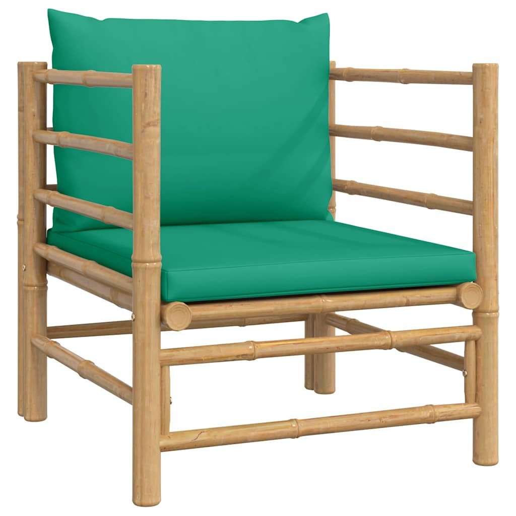 vidaXL Sofaelement Gartensessel mit Grünen Kissen Bambus (1 St)