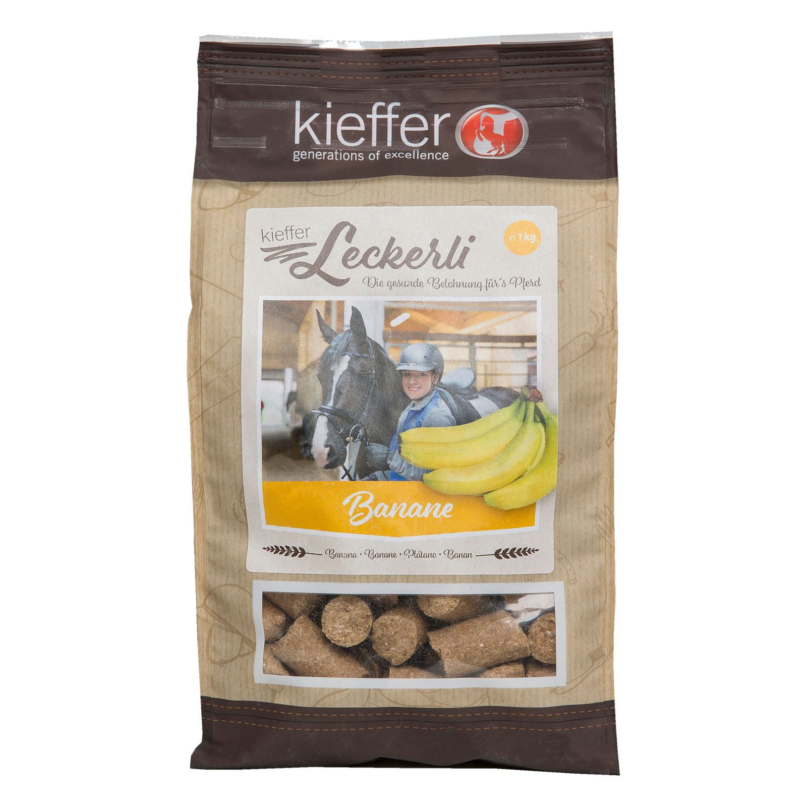 Kieffer Leckerli Banane - natürlicher Leckerbissen für Pferde - 1 kg, Snack für: Pferd