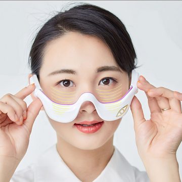 Novzep Gesichtsmassagegerät Intelligentes Augenmassagegerät, Mikrostrom-Augenschutzgerät, heiße Kompresse, 3 Intensitätsstufen, kompakt und leicht