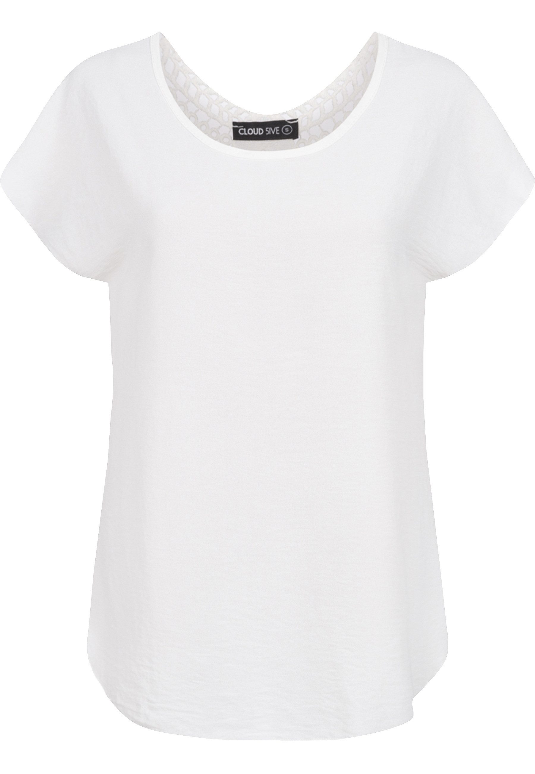 T-Shirt CLOUD 5IVE Cloud5ive Damen Musselin Top mit Spitzenbesatz hinten