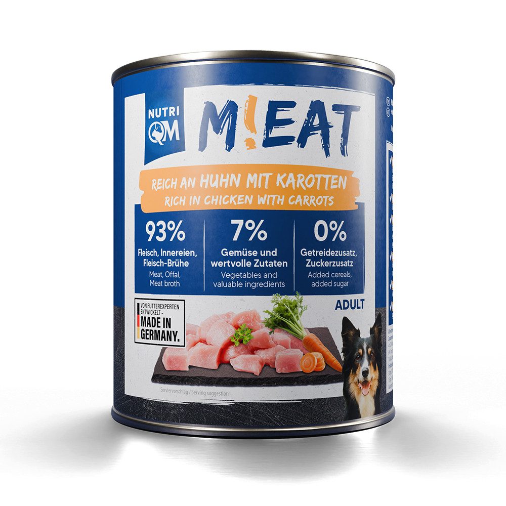 NutriQM Nassfutter M!EAT Huhn & Karotte, Nassfutter für: Hund
