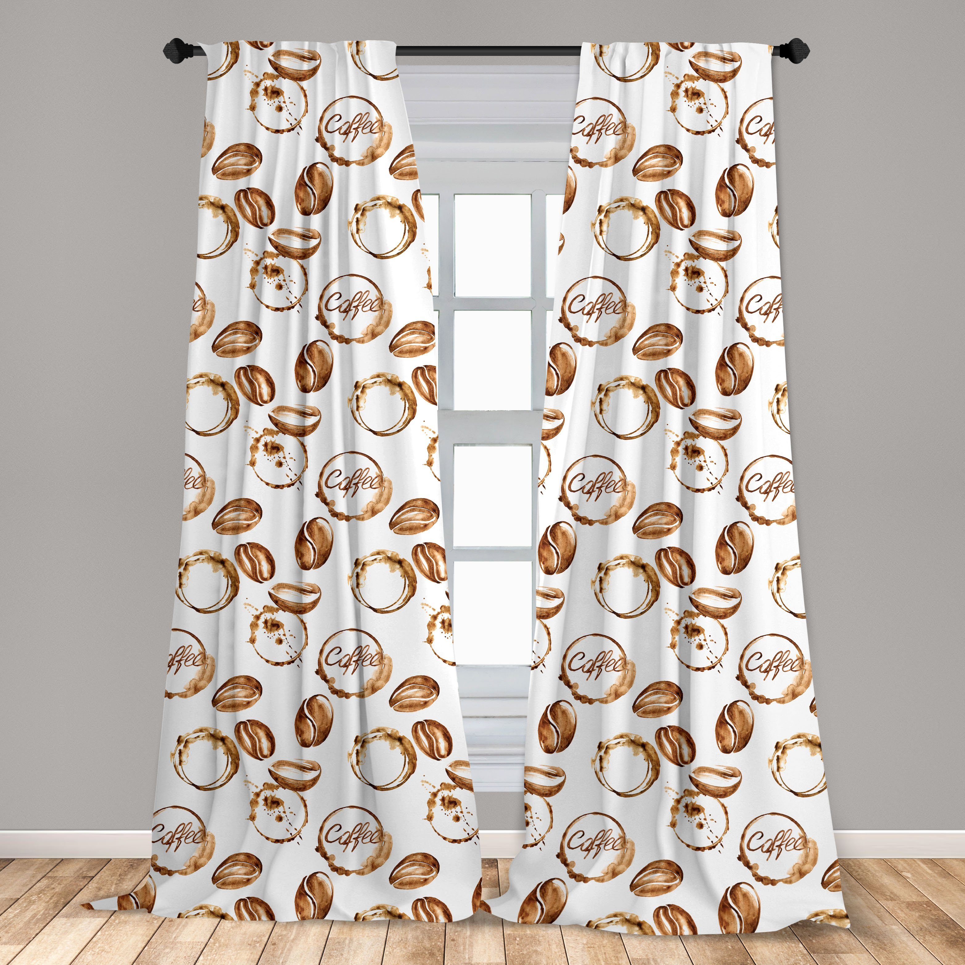 Gardine Vorhang für Schlafzimmer Kaffee Java Abakuhaus, Aquarell Stains Dekor, Wohnzimmer Microfaser