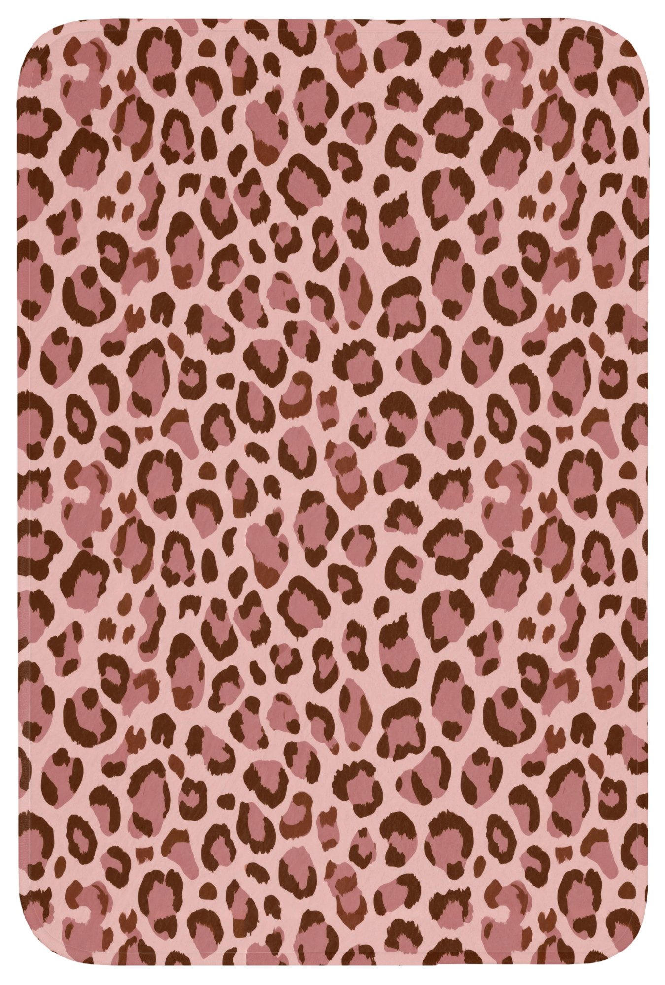 OnlyWow Badematte Leopard - Muster - Rosa, Höhe 10 mm, Polyester, Rechteckig, Badezimmerteppich, Badteppich, Rutschfest, Duschvorleger, Duschmatte