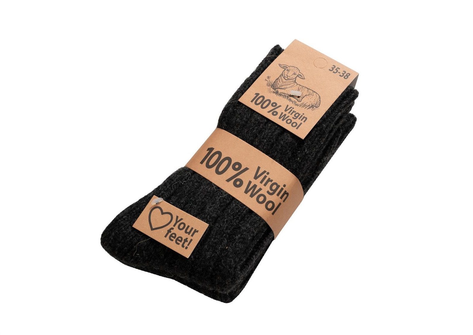 HomeOfSocks Socken Wollsocken 100% Natur Warm anthrazitgrau - 1 Paar günstig online kaufen
