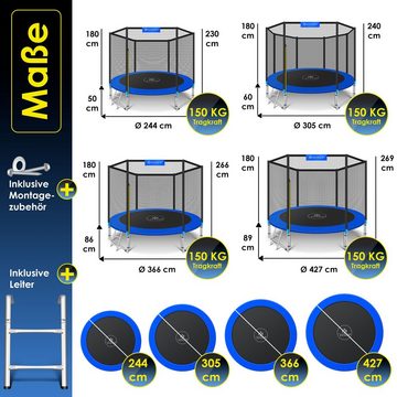 KESSER Gartentrampolin, Trampolin TÜV SÜD GS Zertifiziert Komplettset Sicherheitsnetz