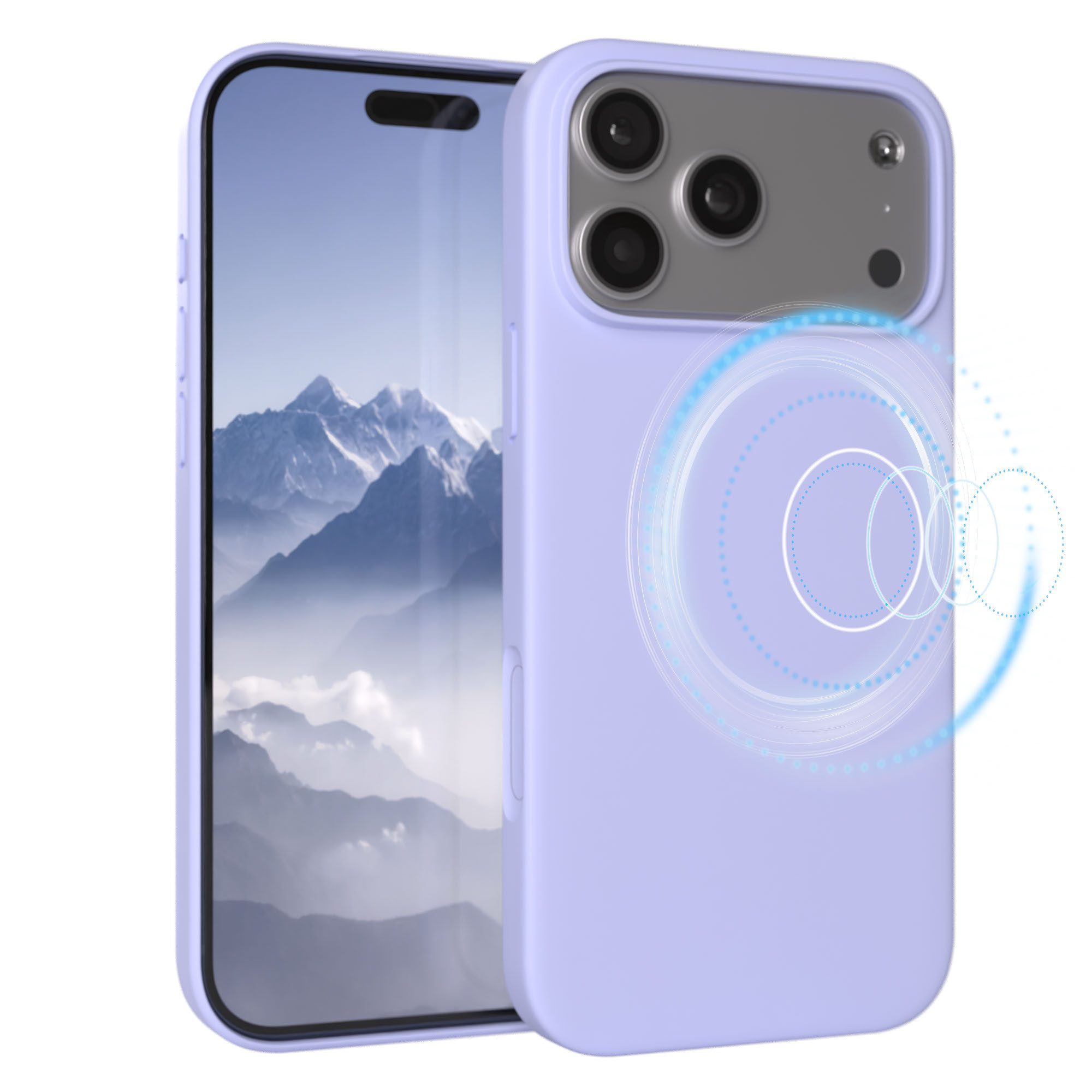EAZY CASE Handyhülle für Apple iPhone 17 Pro Max Hülle Silikon 6,9 Zoll, Handytasche aus Silikon Slimcover mit Displayscchutz Violett Lavendel