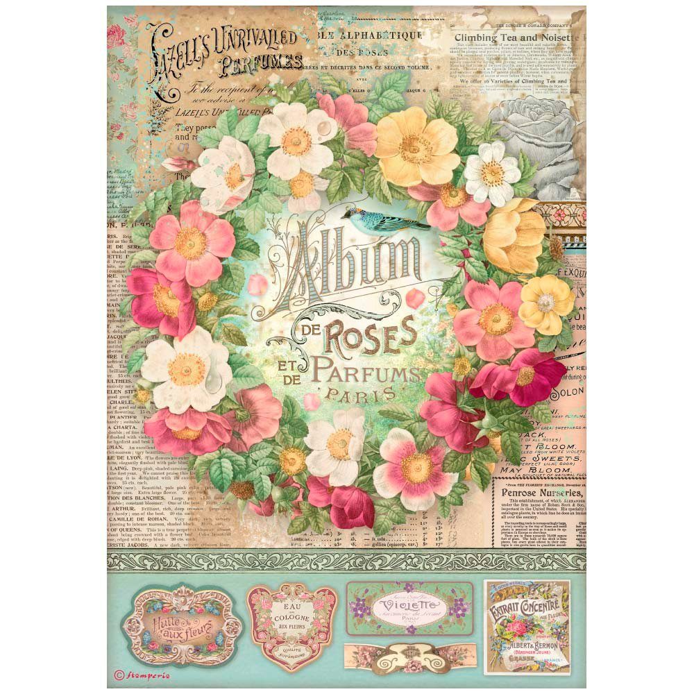 Motiv-Strohseide DIN of Roses, A4 Album Seidenpapier Stamperia