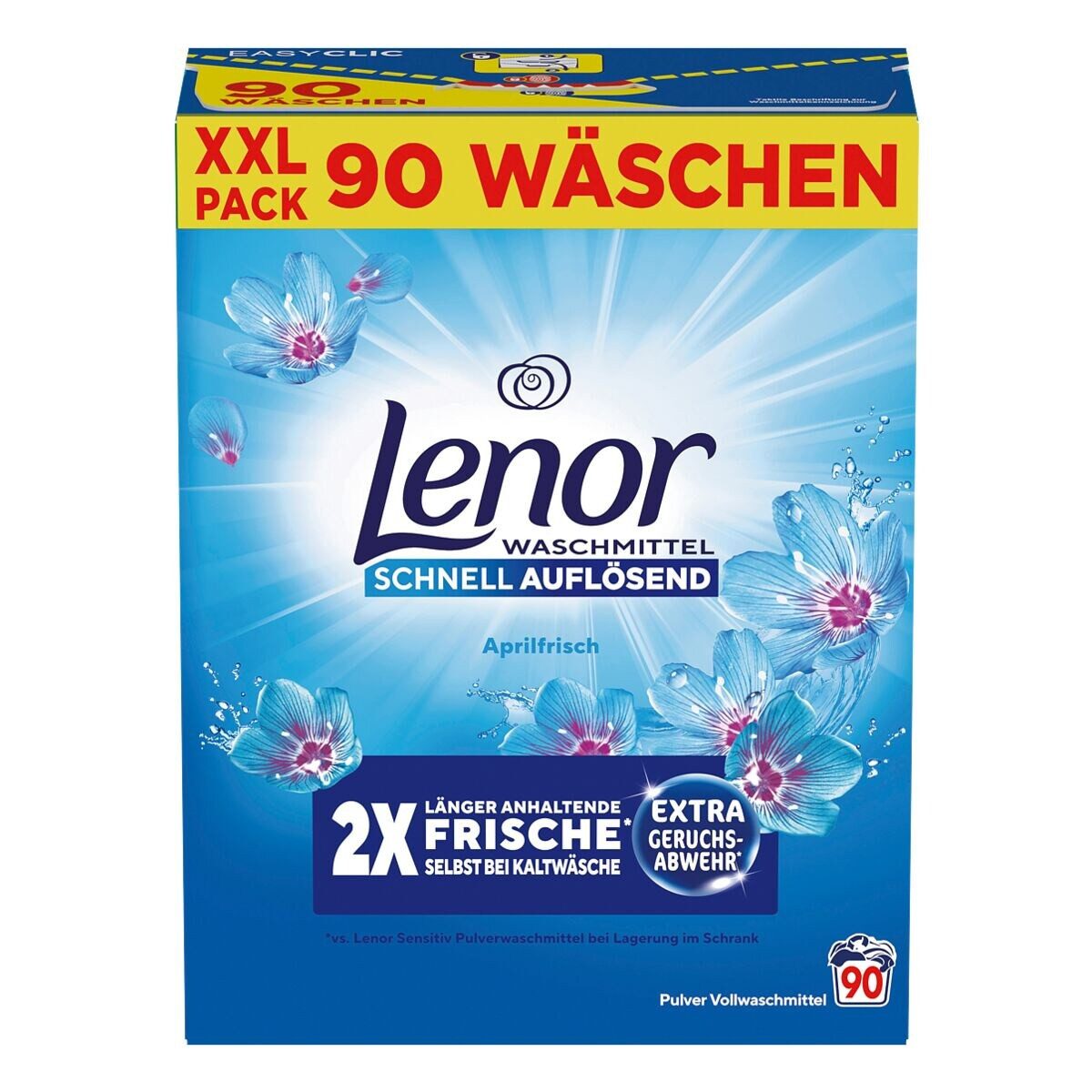 LENOR Aprilfrisch Vollwaschmittel (90 WL / 4,5 kg, XXL-Pack)