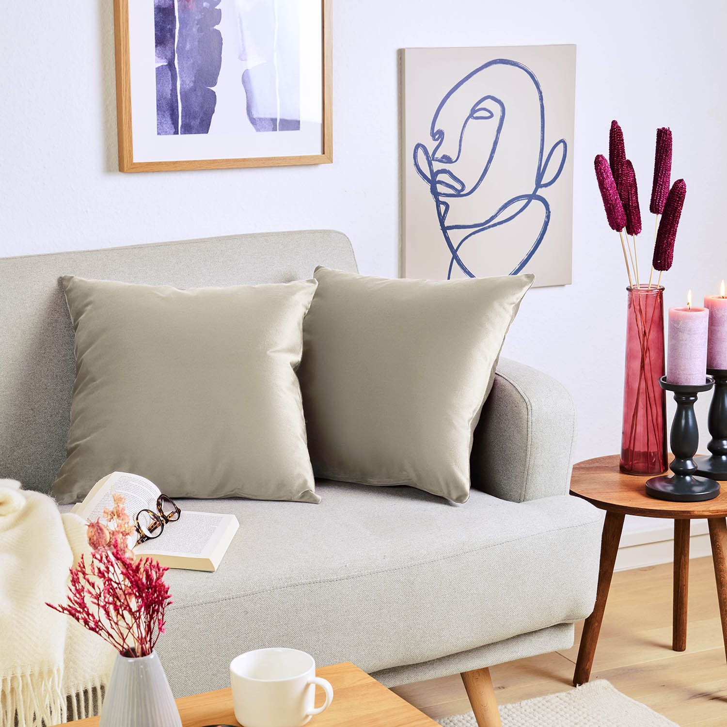 Blumtal Kissenbezug 2er Set - dekorativer Samt Kissenbezug mit verstecktem günstig online kaufen