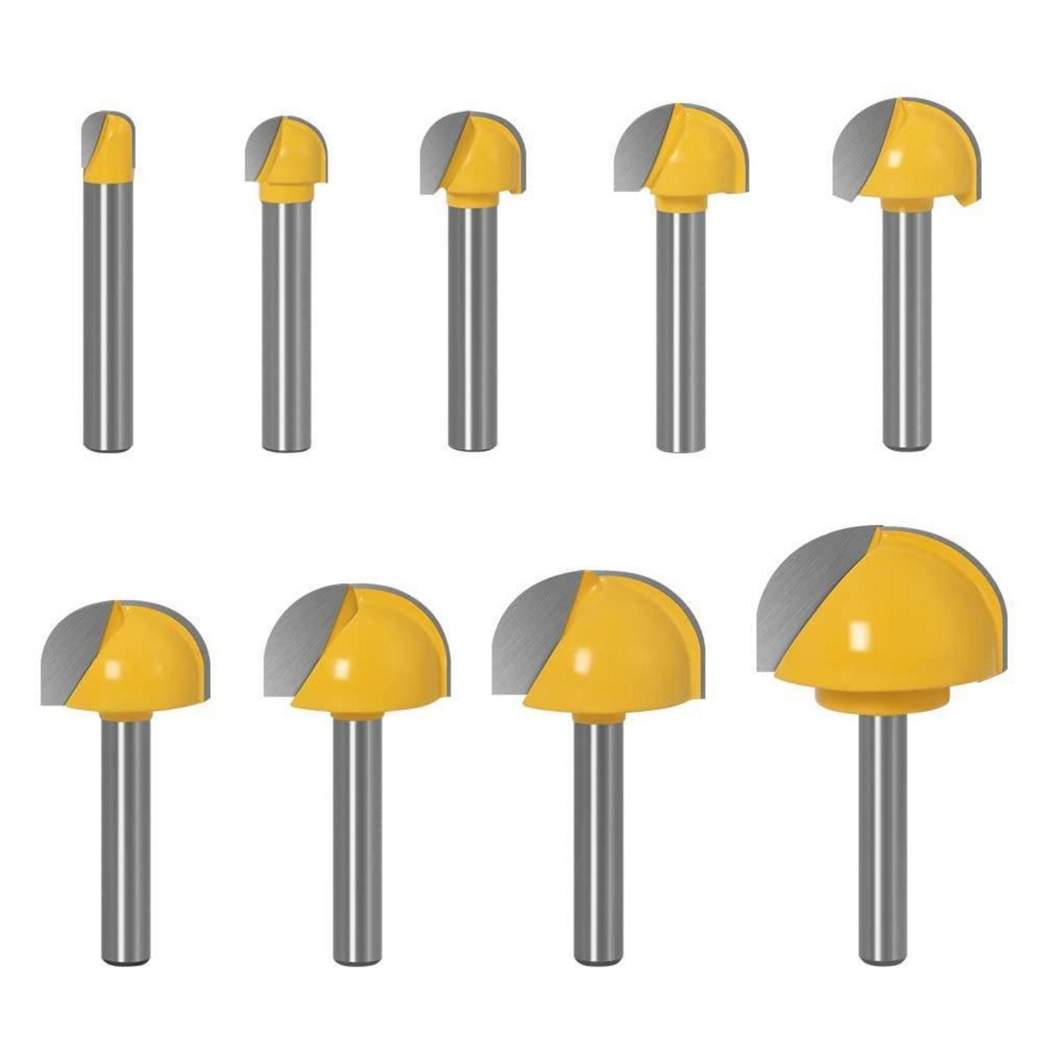 LuxusKollektion Hohlkehlfräser Oberfräser Hohlkehlfräser Set 9tlg 6mm Schaft
