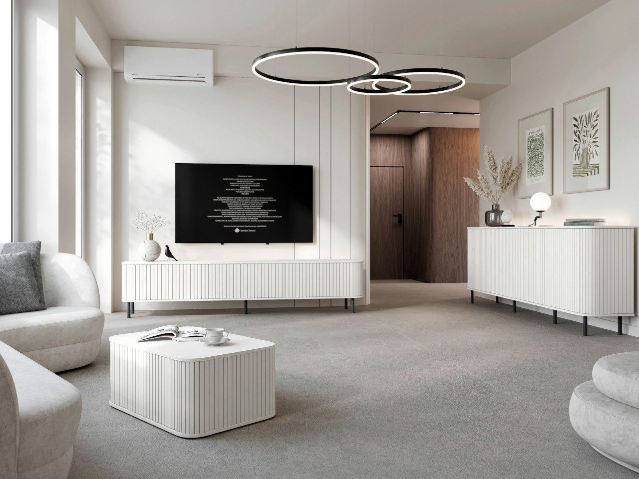 MOEBLINE Wohnwand Wohnzimmer Set ZILLO 1 weiß